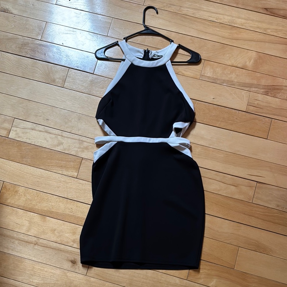 Elegant Black and White Halter Dress